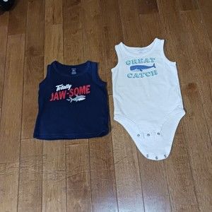 Lot 18 Month Boy Tank Tops Carter's Blue Red‎ White Shark Whale Summer Casual